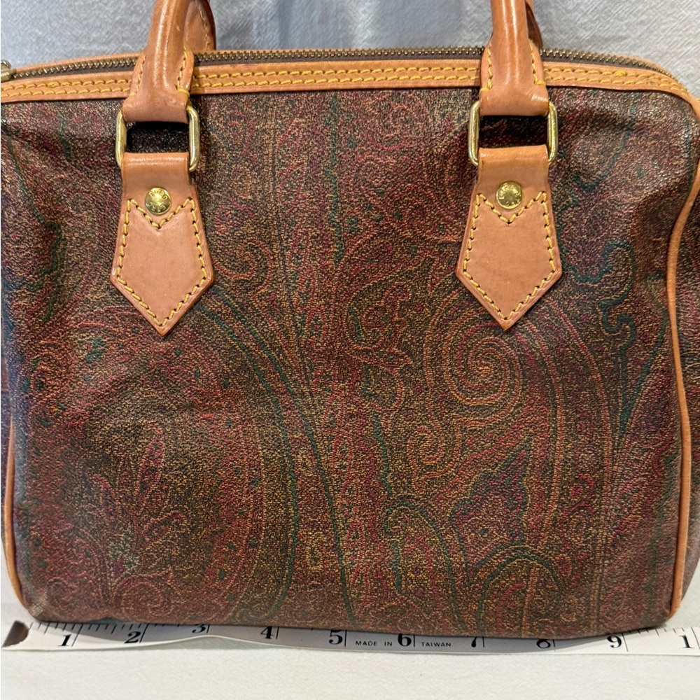 Vintage ETRO A Gorgeous EUC Paisley Print Luxury Italian Leather Satchel - Picture 2 of 14
